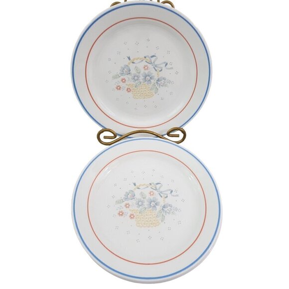 Corelle COUNTRY CORNFLOWER Blue Ribbon Basket Salad Luncheon Plates - Set of 5 - Picture 1 of 16